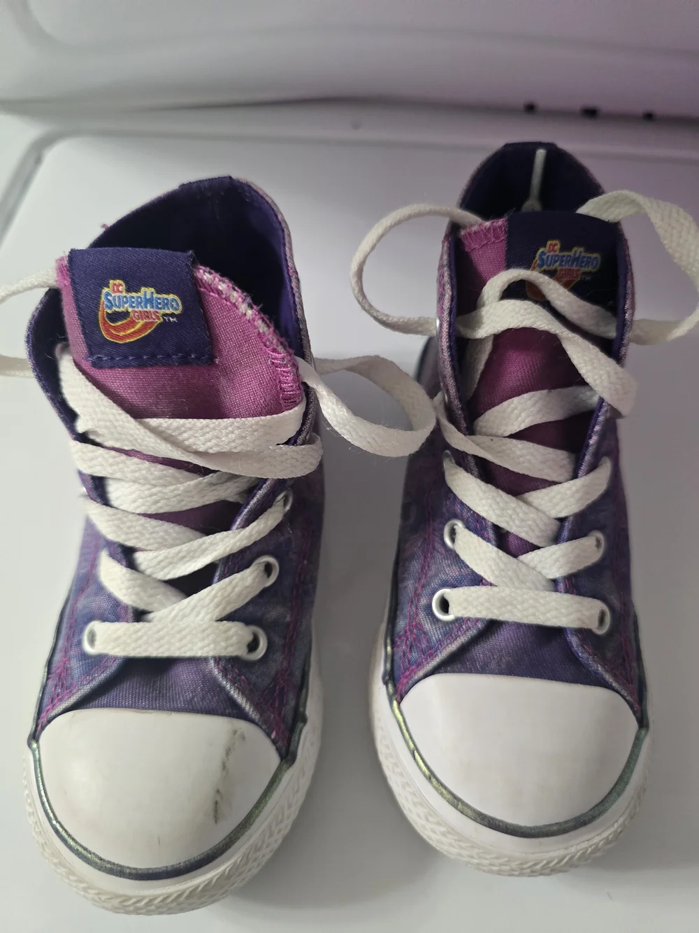 Purple Kids High-Top Sneakers with Mermaid Graphic